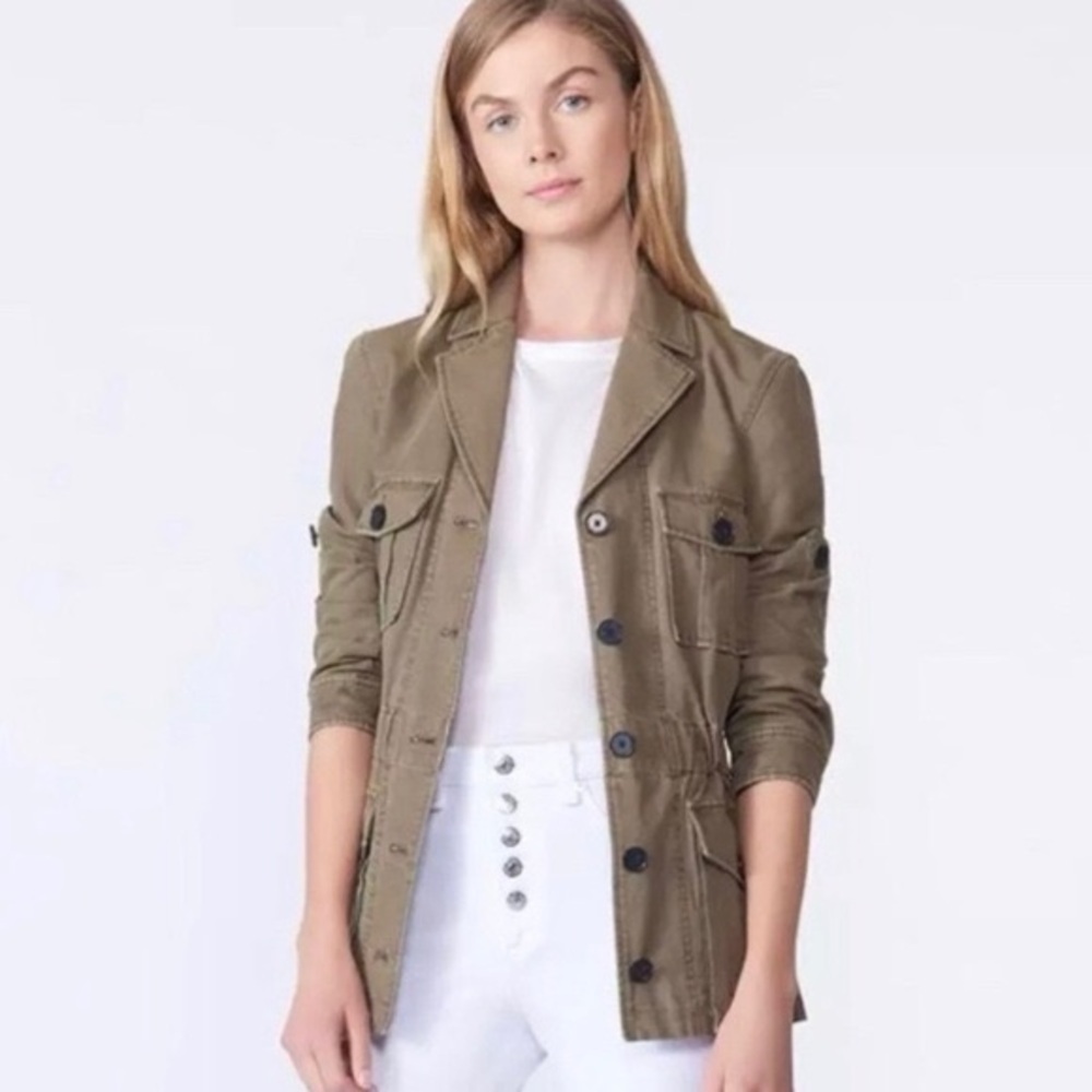 Veronica Beard Olive Green Embroidered Military Jacket - Picture 2 of 16